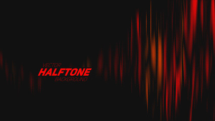 Poster - Abstract vector torn red halftone sound wave. Scrathed dotted texture element.