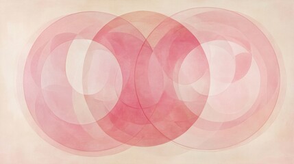Poster - Soft Pink Overlapping Circles on Gentle Beige Background