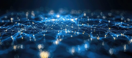 Poster - Abstract representation of interconnected data points in a digital network.
