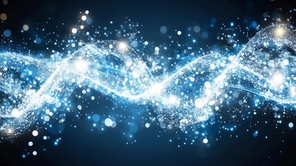 Poster - A modern technology design illustration depicted through an abstract background with glowing lines, neon stripes, and dots. This perfect digital background emphasizes motion and energy with its