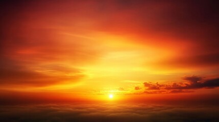 Leinwandbilder - Vibrant Sunset Over Soft Clouds with Warm Color Palette in Sky