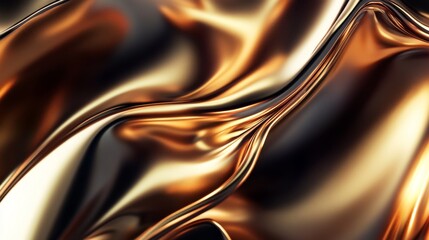 Poster - Shimmering Metallic Waves in Smooth Optical Abstract Design