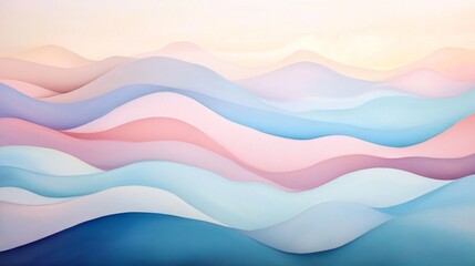 Fototapete - Serene Abstract Waves in Soft Pastel Colors and Gentle Curves