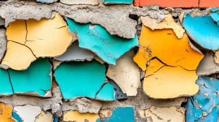 Poster - A visually engaging painted concrete background featuring colorful abstract patterns and textures, perfect for use in creative projects, digital art, and modern design elements.