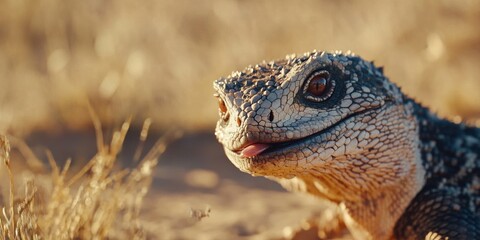 Naklejka na meble A CloseUp Image Depicting a Colorful Lizard Found in a Unique Desert Landscape Environment