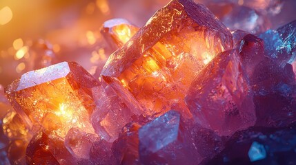 Poster - Colorful Crystals with Luminous Glow in Abstract Background