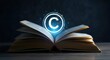 © Tati - Open book with glowing copyright symbol above, signifying intellectual property rights