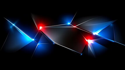 Leinwandbilder - Abstract Dark Background with Blue and Red Glowing Polygons