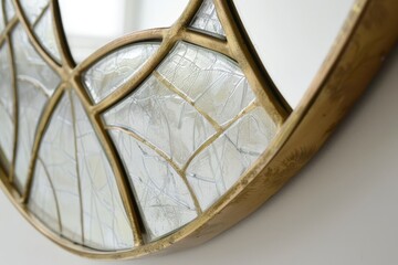 Aufkleber - Decorative modern mirror reflecting natural light in a stylish interior with warm tones and elegant design