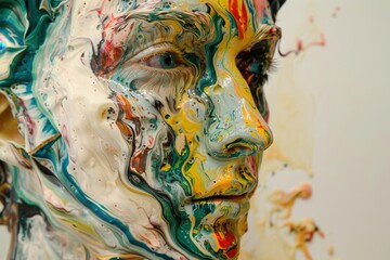 Poster - Creative expression through vibrant face painting showcasing intricate designs and colorful patterns