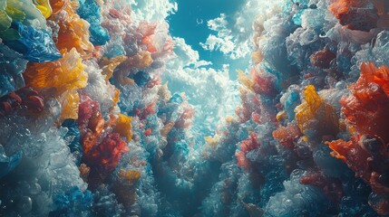 Poster - Abstract Colorful Cloud Forms in Vibrant Swirling Patterns