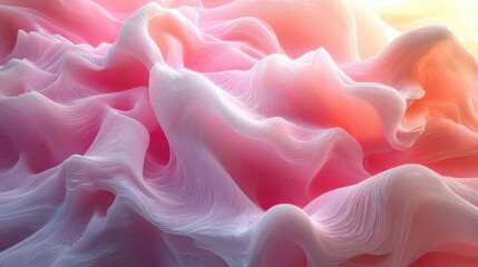 Poster - Soft Flowing Textures in Pastel Pink and White Tones