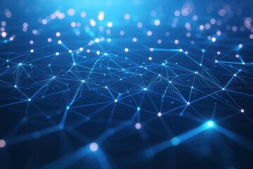 Poster - Abstract blue digital network connection.