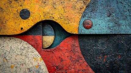 Poster - Vibrant Abstract Art Piece with Textured Colorful Shapes and Lines