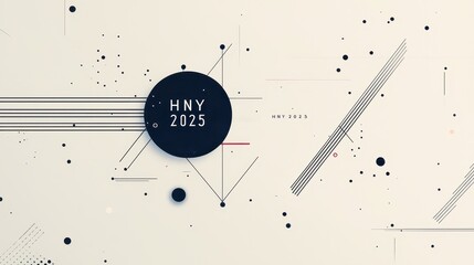 Poster - Modern Minimalist Concept Art for New Year 2025 Featuring Clean Lines and Geometric Shapes