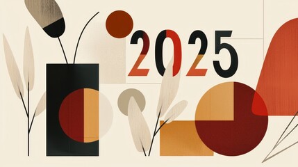 Poster - Contemporary Minimalist Design Featuring Bold Shapes and Colors for 2025 Conceptual Artwork