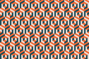 Fototapete - Hexagon abstract pattern background, hexagon geometric background, seamless hexagon abstract with retro colors