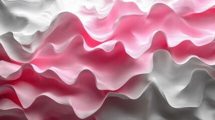 Poster - Abstract Waves of Pink and White Textures in Fluid Motion Design