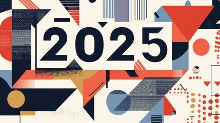 Poster - Modern Geometric Design with Bold Shapes and Colors for a 2025 Concept Art Background