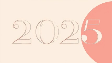 Poster - Minimalist New Year Design 2025 Featuring Simple Lines and Soft Colors