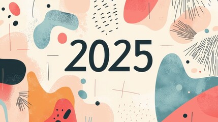 Poster - Clean Minimalistic Background Design Featuring Abstract Shapes and Typography for Year 2025