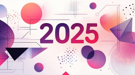 Poster - Modern Abstract Banner Design Featuring Central Focal Point with Geometric Shapes and Vibrant Colors for 2025