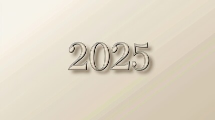 Poster - Stylish Neutral Toned Image of the Year 2025 on a Plain Background for Modern Design Projects