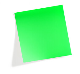 Wall Mural - vivid green blank post it note with shadow on transparent background (png image)
