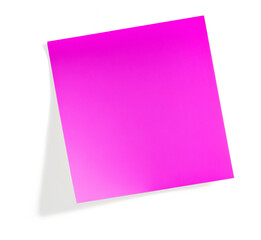 Wall Mural - magenta blank post it note with shadow on transparent background (png image)