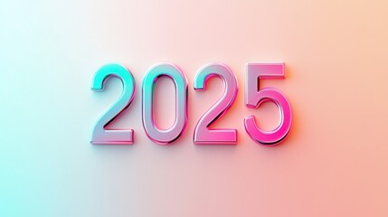 Poster - Vibrant Modern Background with Colorful 2025 Number Design in Light Tones for Creative Use