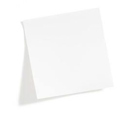 White post it note with shadow on transparent background (png image)