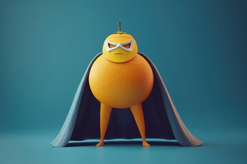 Wall Mural - A superhero orange character with a cape, exuding confidence and strength.