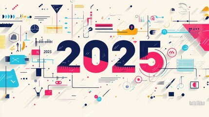 Poster - Creative Modern Design Concept for 2025 Featuring Colorful Graphics and Bold Typography