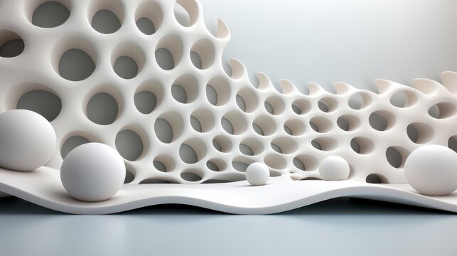 Abstract White Organic Structure with Spheres