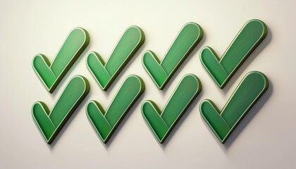 Poster - A series of green checkmarks arranged in a pattern against a light background, symbolizing approval, success, or completed tasks.