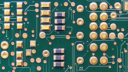 Poster - Close-up of Electronic Circuit Board with Components and Connections