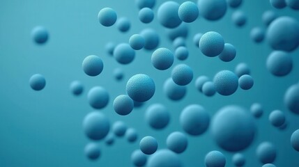 Poster - A visually striking representation of floating blue spheres, symbolizing microscopic particles in a serene, abstract environment.