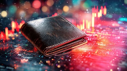Aufkleber - Blur Background of Wallet on Stock Market Data
