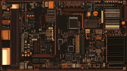 Poster - Intricate Detailed Circuit Board with Complex Geometric Patterns