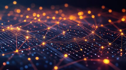 Poster - Abstract digital network with glowing nodes and connections