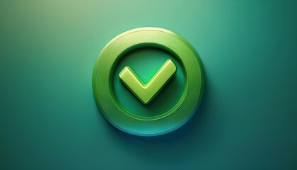 Poster - A stylized green checkmark icon in a circular design, symbolizing approval or confirmation against a gradient background.
