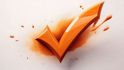 Poster - A vibrant orange check mark surrounded by splashes, symbolizing approval and positivity.