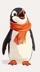 Poster - Happy Penguin Wearing an Orange Scarf