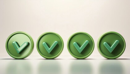 Poster - A series of four green check marks on circular badges, symbolizing approval, success, or completion.