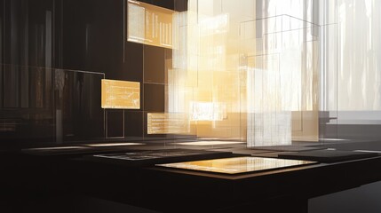 Poster - Abstract Digital Concept with Geometric Shapes and Light Effects