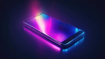 Poster - Vibrant Smartphone with Neon Glow and Abstract Light Effects