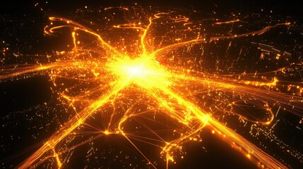 Poster - Dynamic Network Visualization with Glowing Lines and Bright Centers