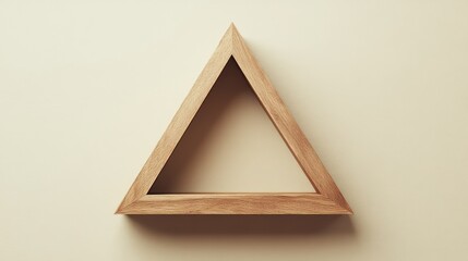 Poster - Minimalist Wooden Frame in Triangle Shape on Neutral Background