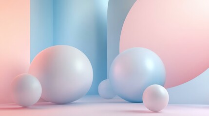 Poster - Abstract Composition of Soft Shapes in Pastel Colors and Lighting