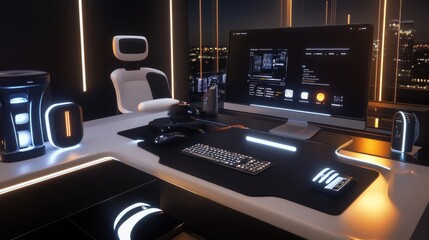 Poster - Modern High-Tech Workspace with Futuristic Design Elements